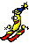 Skiing — a dancing banana meme (animated GIF)