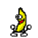 Dancing banana emote at 28×28 pixels — Twitch chat size