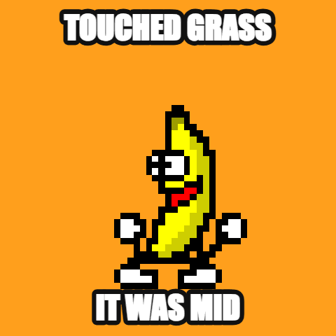 Touched Grass, It Was Mid — dancing banana meme