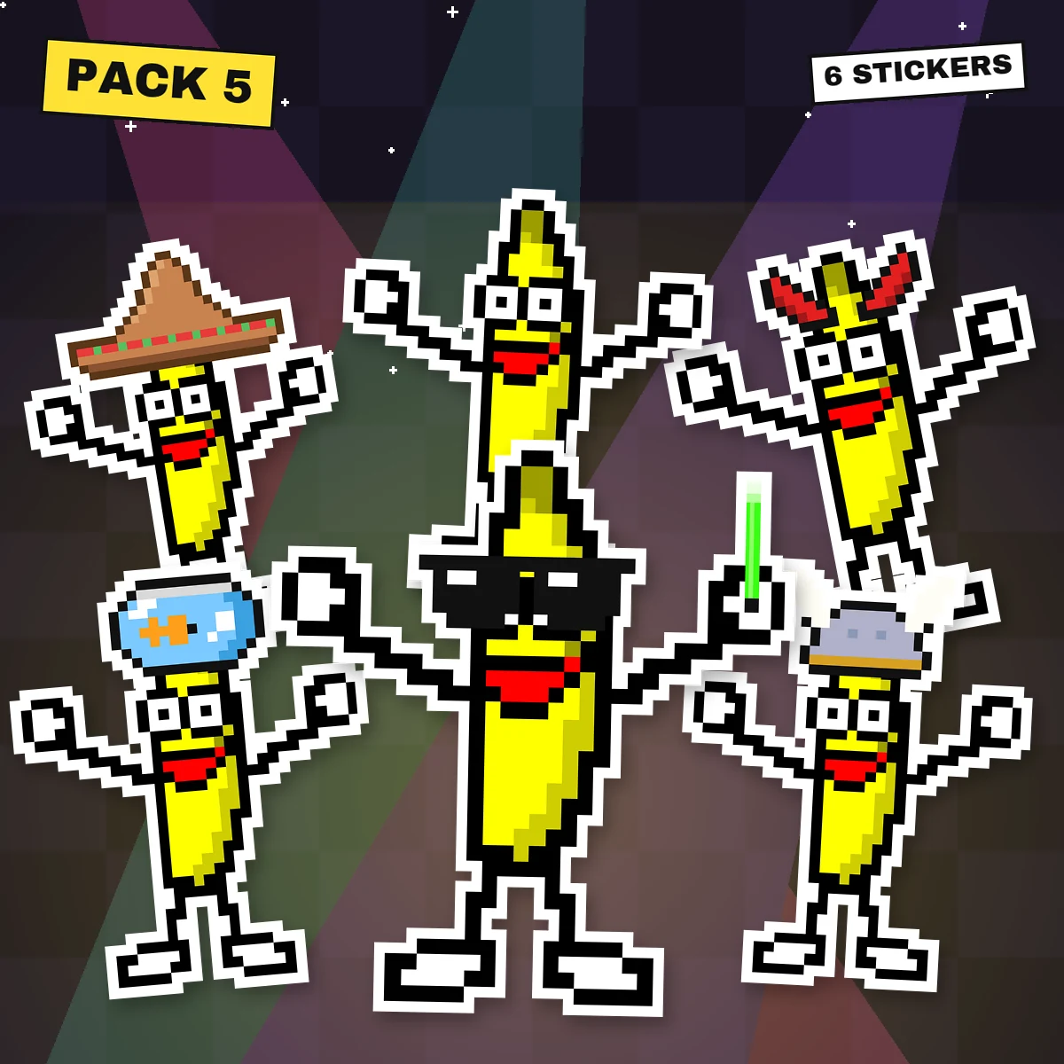 Rave: Glowstick, Sombrero, Little Devil, Fishbowl Head, Viking and the Original